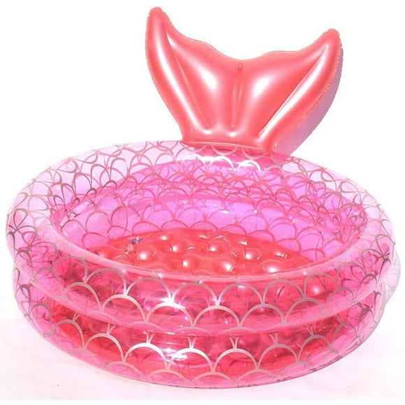 Inflatable Backyard Kiddie Mermaid Pools, Garden Round Swimming Pool for Kids, Kiddie Paddling Pool Indoor&Outdoor Baby Ball Pit Pool (36 inch)