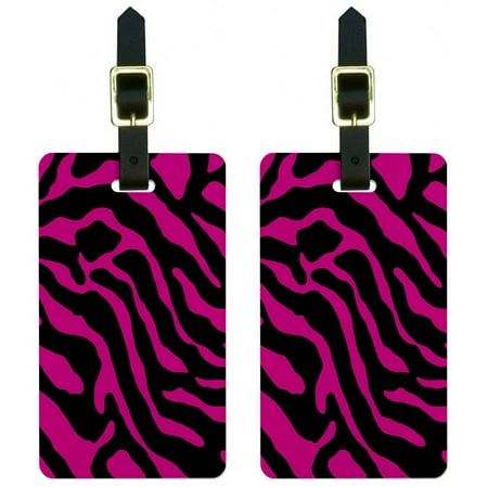 - Zebra Print Hot Pink Luggage Tags Suitcase Carry-On ID, Set of 2