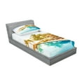 thumbnail image 2 of Ambesonne Landscape Fitted Sheet & Pillow Sham Set, Poolside Exotic Island, Twin, Multicolor, 2 of 2