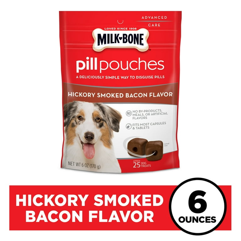 Milk Bone Pill Pouches Dog Treats Hickory Smoked Bacon Flavor 6 oz
