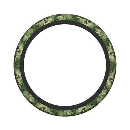 XMXY Car Steering Wheel Cover, Camo Green Leaves Non-Slip Jeep Truck Universal Elastic Steering Wheel Protector 15 inch