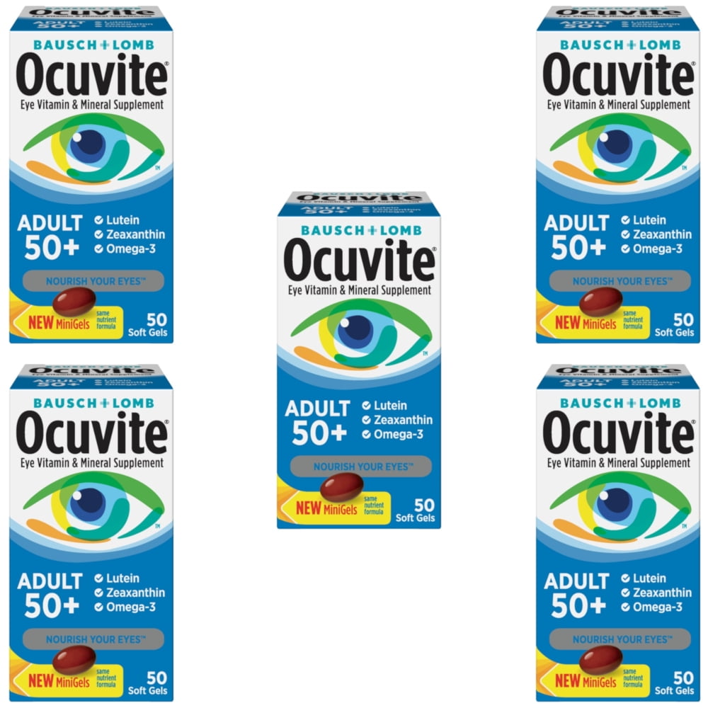 5 Pack Bausch + Lomb Ocuvite Adult 50+ Helps Protect Eye