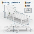 thumbnail image 1 of Chaise Longue Surdimensionnée en HDPE – Fauteuil Inclinable Réglable à 5 Positions – Porte-Gobelet Intégré – Résine Durable – Patio Extérieur, Bord de Piscine, Terrasse – Blanc, 1 of 8