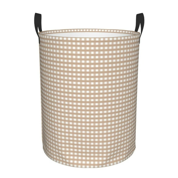 Large Laundry Basket with Handles - Brown Gingham Kids Baby Dirty Clothes Laundry Hamper for Bedroom Aesthetic