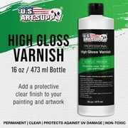 U.S. Art Supply Professional High Gloss Varnish, 16 oz (Pint) - Acrylic Medium, Clear Permanent Protective Finish for Paintings & Artwork, Apply Over Dry Acrylic Paint - Glossy Shine, UV Protection