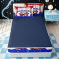 thumbnail image 4 of meiyoeat Classic Baseball Gear Zipper Twin Comforter Sets with Fitted Sheet and 2 Pillowcases for Boys, Drip Sprinkle Zipper Bedding Set, Red Blue, Blue Reversible, 4 Pieces, 4 of 7