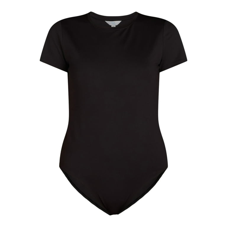 Time and Tru Women's Smoothing Bodysuit with Short Sleeves Time and Tru Women's Smoothing Bodysuit with Short Sleeves