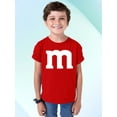 thumbnail image 2 of M Letter Funny Halloween Team Costume Youth T-shirt, Youth S, Red, 2 of 5