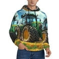 thumbnail image 2 of Kdxio Green Tractor Field Print Mens Casual Hooded Collar Drawstring Hoodies Pullover Sweatshirts Casual Long Sleeve Shirts-XX-Large, 2 of 7