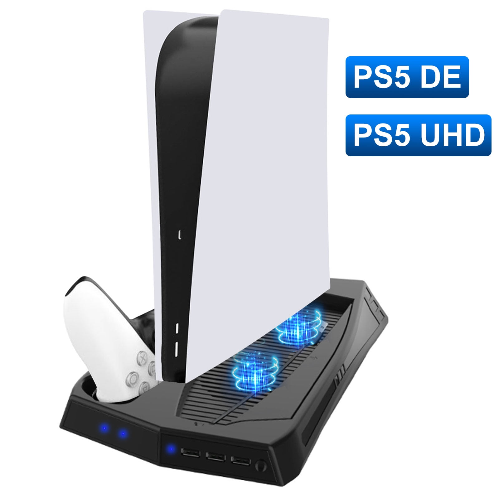 Intera Vertical Stand for PlayStation 5 with Cooling Fan Charging Station  Cooler for PS5 Disc/ Digital Edition Console, PS5 Cooling Stand with Dual  Controller Charge Station Dock for PS5 - Walmart.com