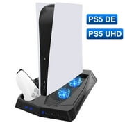 Intera Intera Vertical Stand with Cooling Fan for PS5 DE / UHD PlayStation 5, Charging Station with 3 USB HUB Ports for PS5 Console