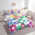 thumbnail image 3 of Homewish Teens Adults Chic Floral Plaid Twin Bedding Sets 7-Piece,Geometric Plaid Grid Bedding Comforter Set Microfiber,Abstract Colorful Flowers Breathable Sheet Sets,Luxury Bedroom Decor, 3 of 8