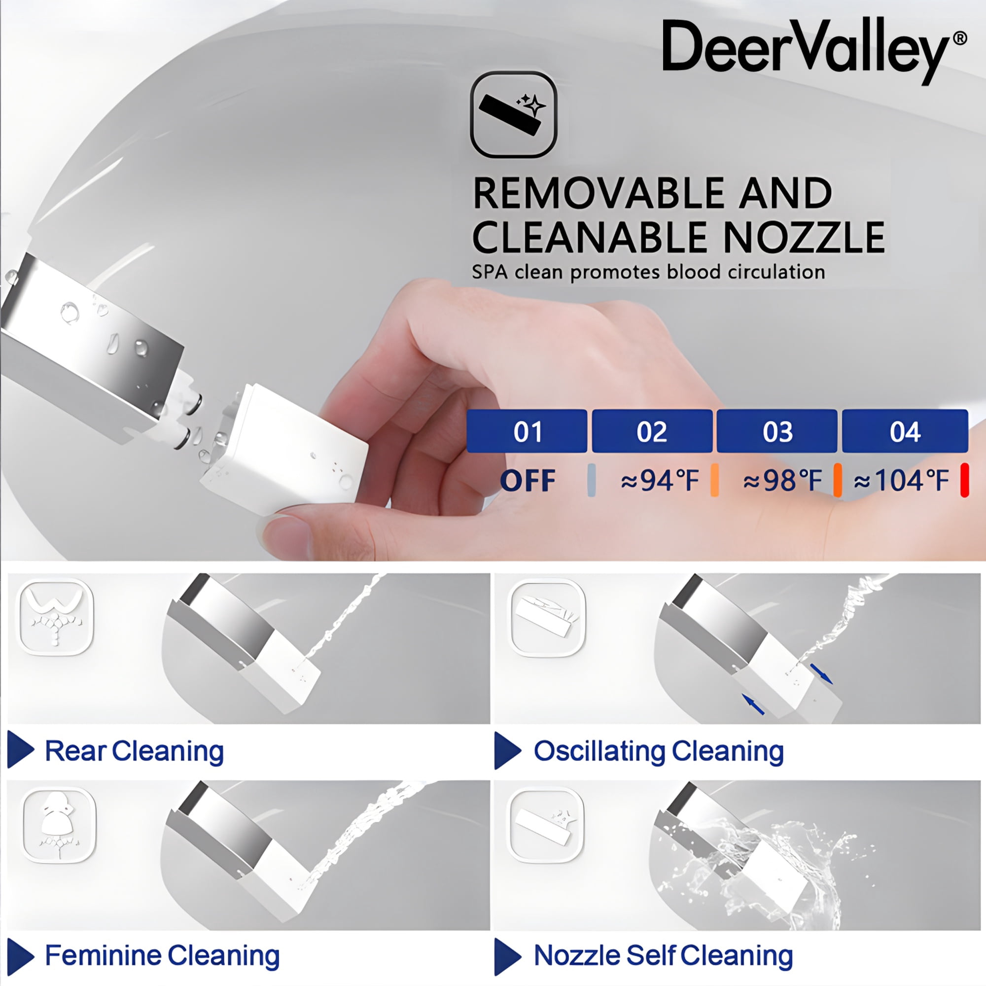 Tankless Elongated Electric Smart Toilet Bidet Seat for in White with Front/rear Wash, Remote Control and Auto Flush