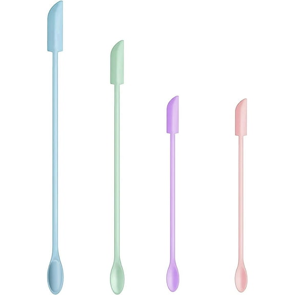 4 Pcs Silicone Spatula Set Mini Jar Scraper Small Silicone Spatula Makeup Spatula Mini Spatula Lotion Stirrer Get Last Drop from Food Bottles Beauty Products (Grace Colors)