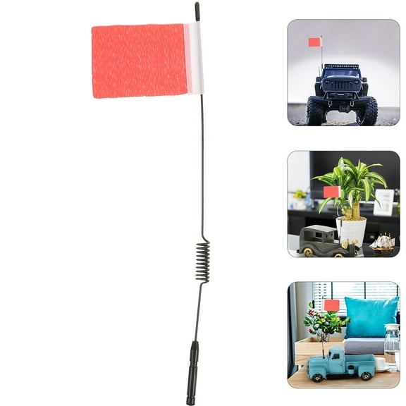 LOLIPPYY Metal Car Antenna with Flag, 1 Piece Cylindrical Shape Decorative Accessory for Vehicles