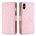 thumbnail image 3 of TECH CIRCLE Zipper Wallet case for iPhone XS/X, Argyle Pattern PU Leather Wallet case with Handstrap Kickstand Card Slots Magnetic Closure Shockproof Case For iPhone XS/X,Pink, 3 of 6