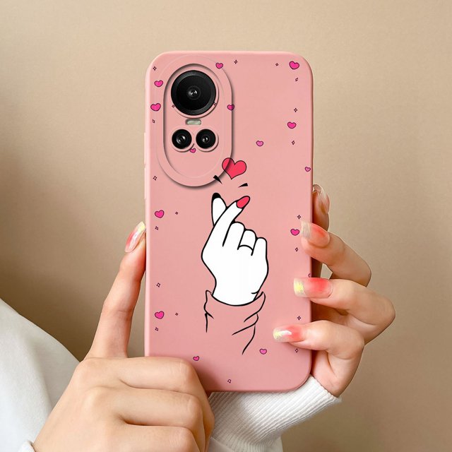 Cases For Oppo Reno 10 Pro 5G Heart Butterfly Full Protection Soft Liquid Silicone Black Phone Cover For Oppo Reno10Pro Funda TYP1 OPPO Reno 10