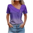 thumbnail image 2 of ALLLIST Short Sleeve Ladies Tops Purple V-Neck Gradient Button Casual T-Shirts Ladies Tops and Blouses, 2 of 5