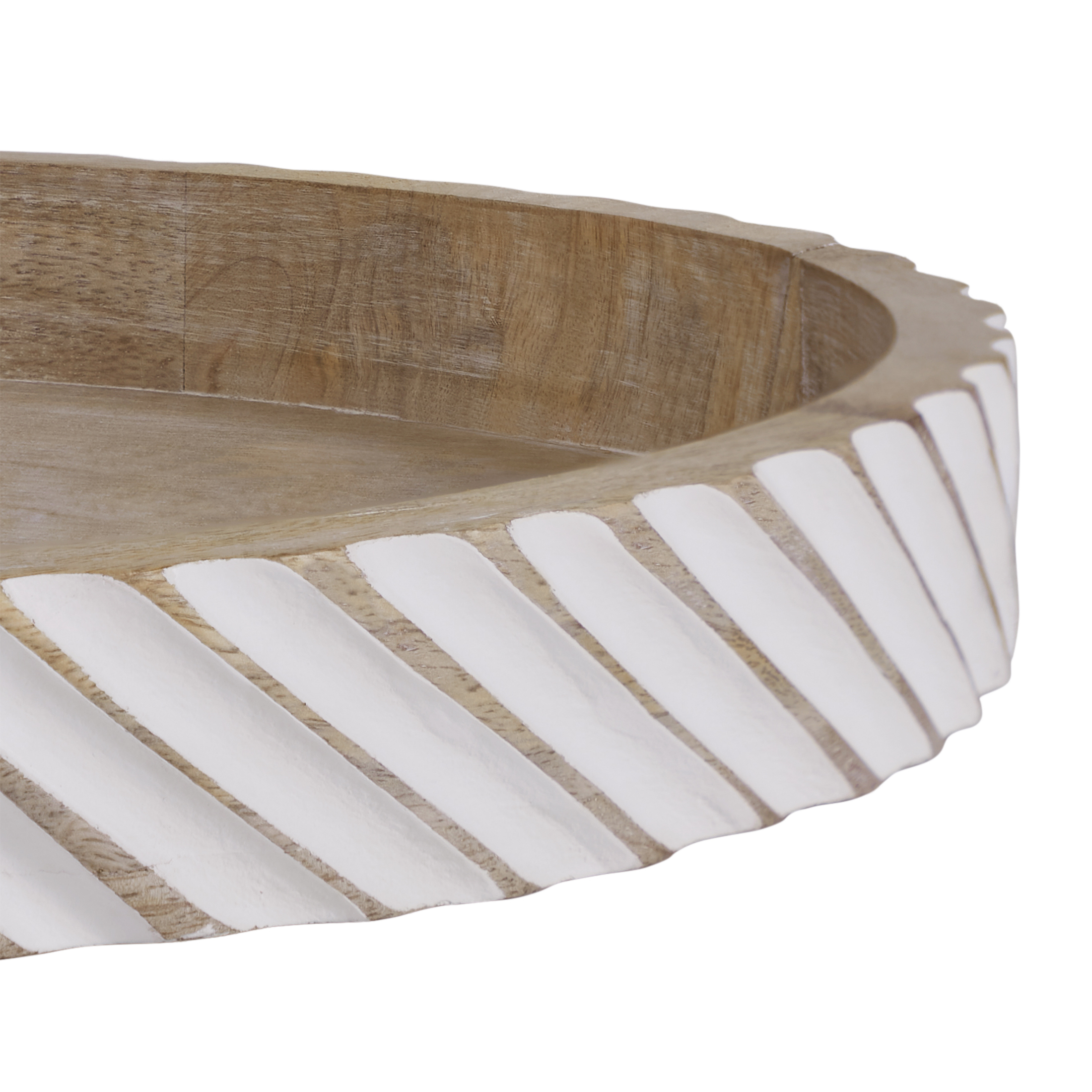 My Texas House 16" Natural White Diagonal Round Wood Decorative Tray - image 5 of 5