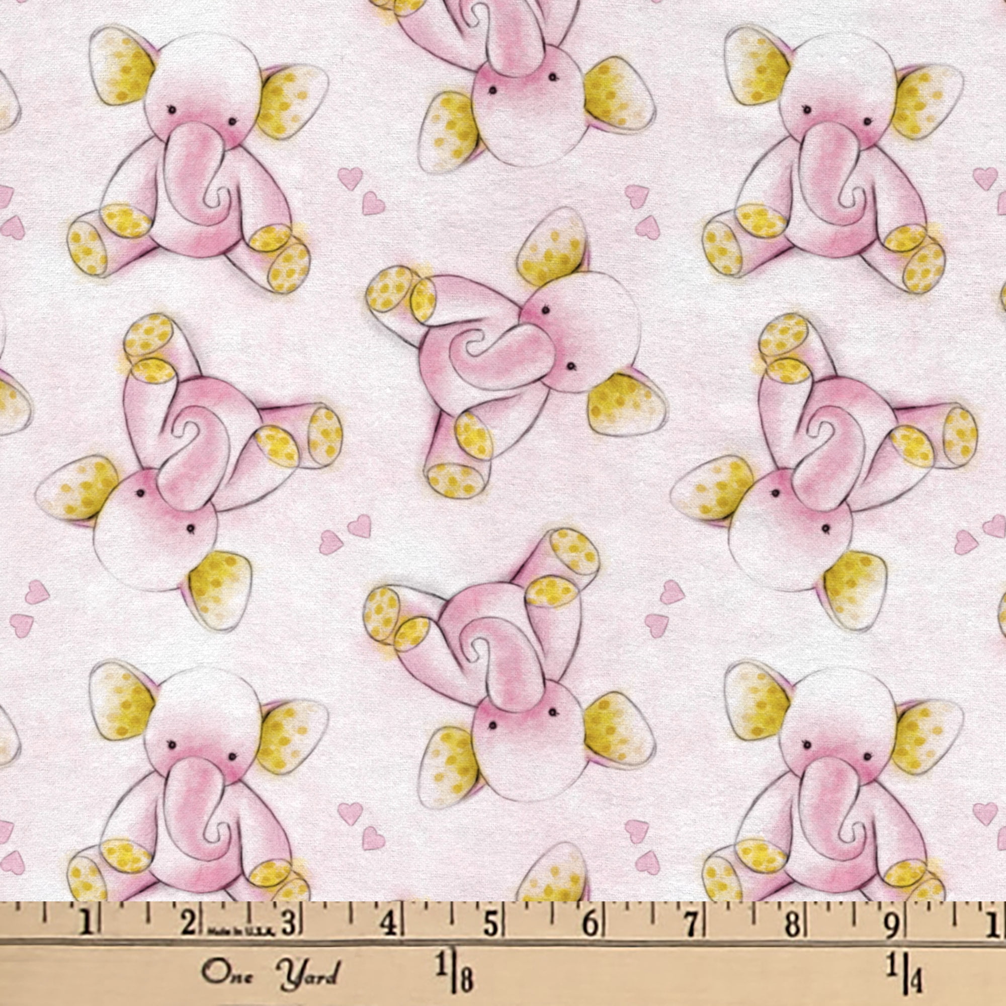 Mainstays 42" x 1.5 yd Cotton Light-Weight Flannel Sleepytime Elephant Precut Sewing & Craft Fabric, Pink