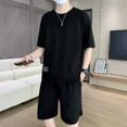 thumbnail image 4 of Sudaderas para hombre, camisetas y pantalones cortos, chándal sin logotipo, ropa deportiva, chándal con estampado de gofres, conjunto de pantalones cortos para hombre, conjunto juvenil emo de 2 piezas, 4 of 4
