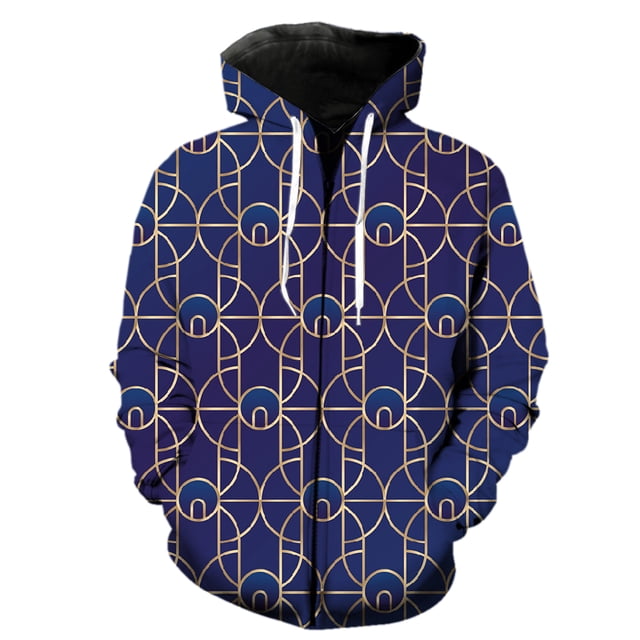 Abstract Geometric Patterns Men's Zipper Hoodie 3D Print Streetwear Spring Teens Long Sleeve Tops Unisex Fashion Funny Oversized