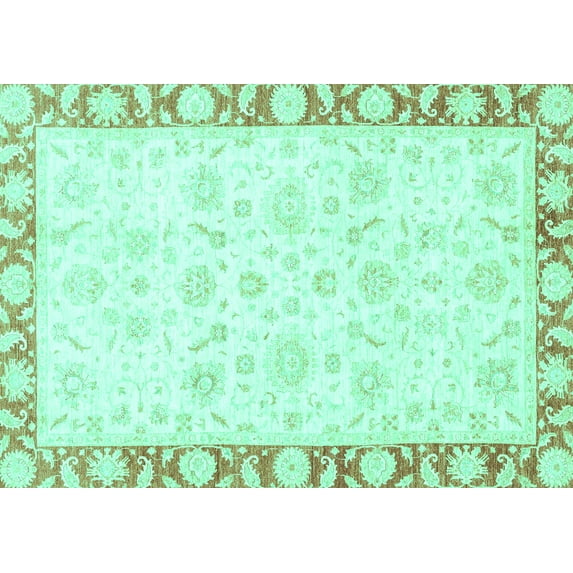 Ahgly Company Indoor Rectangle Abstract Turquoise Blue Modern Area Rugs, 5' x 7'