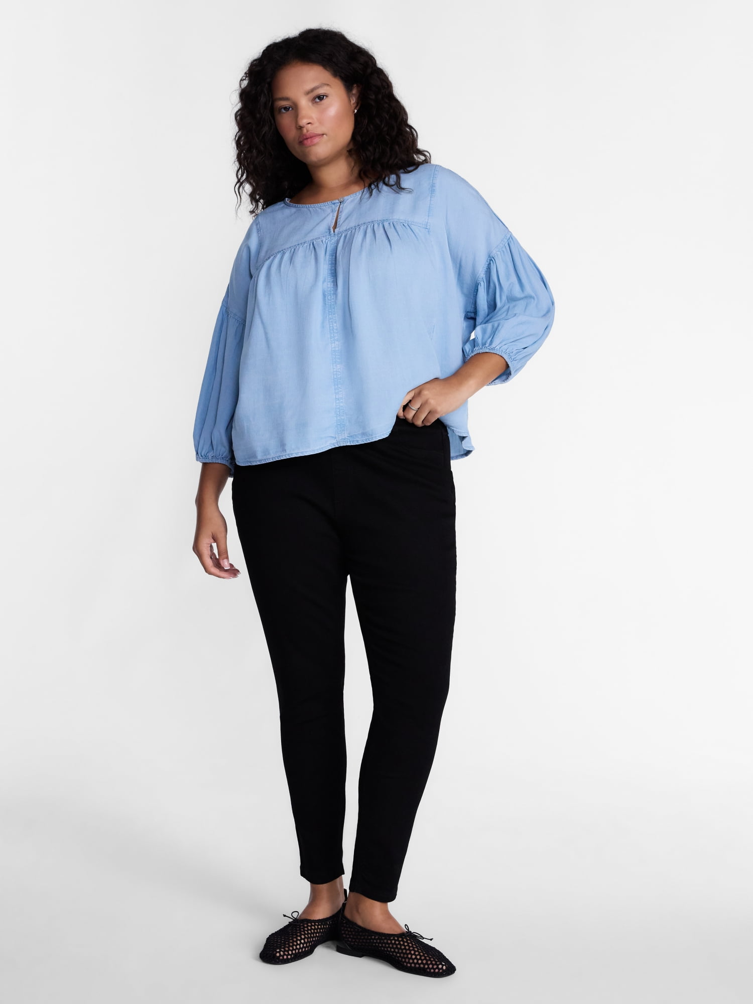 Terra & Sky Women's Plus High Rise Skinny Jeggings, Sizes 0X-4X