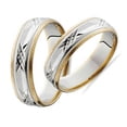 thumbnail image 3 of Pompeii3 Matching Swiss Cut 14k Gold His Hers Wedding Band Set, 3 of 5