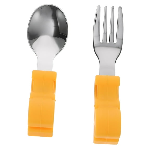 MLINS Baby Spoon and Fork Set Plates Cutlery Utensils Toddler Orange