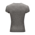 thumbnail image 5 of USNSM Men's Muscle T Shirts Stretch Short Sleeve V Neck Bodybuilding Athletic Workout Gym Tee Shirts Ribbed Knit Shirt Gray XL, 5 of 8