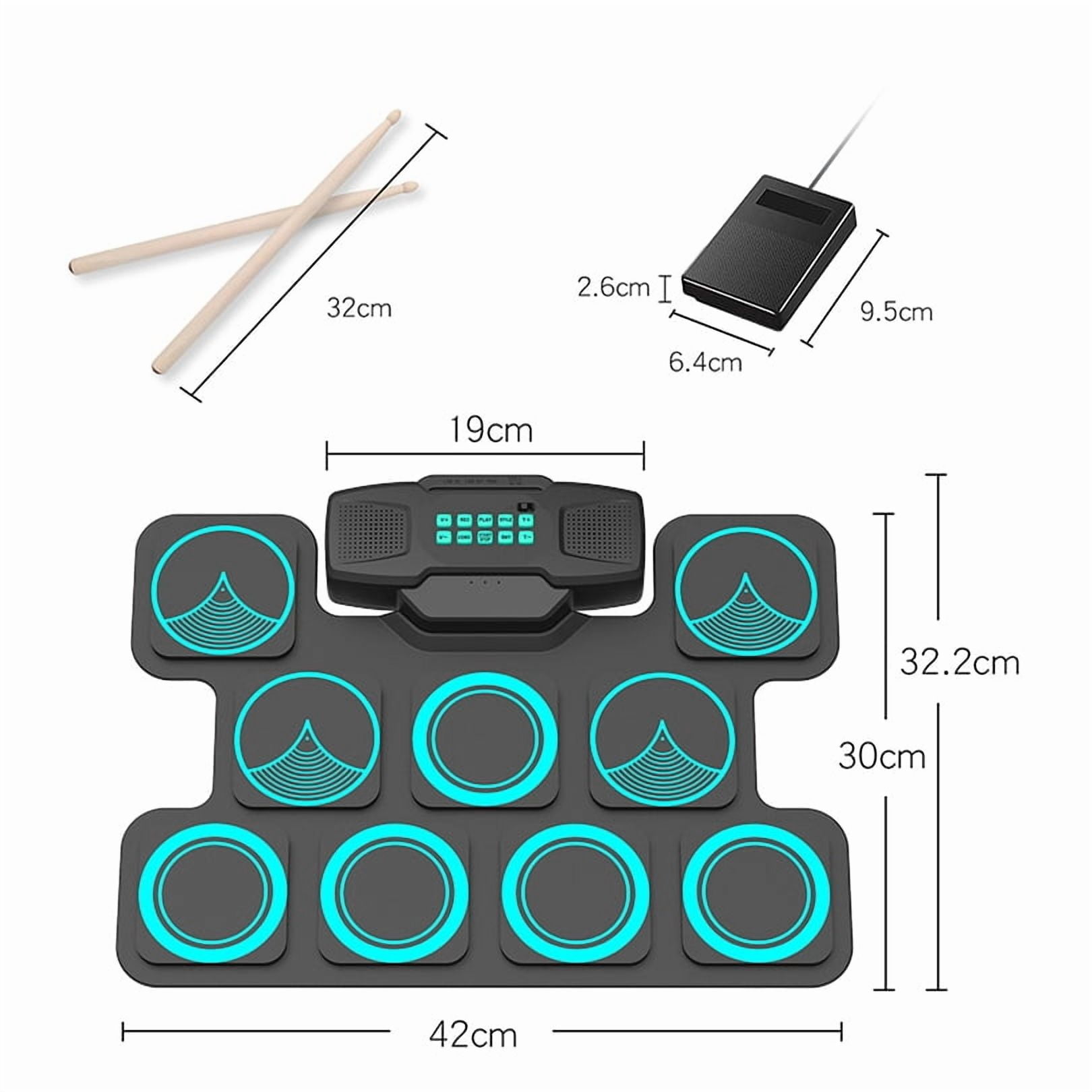 Portable Electronic Drum Set, 9-Pad Tabletop Drum Kit with Headphone Silent Mode & Drum Sticks/Pedals, MIDI Connectivity, Ideal Music Starter Gift for Boys & Girls Ages 3-8