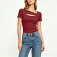 thumbnail image 3 of Posijego Going out Tops for Women Crewneck Short Sleeve Summer Slim Classic T-Shirts Trendy Casual Shirts for Women, 3 of 7