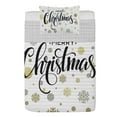 thumbnail image 1 of Christmas Reversible Bedspread Set, Merry Christmas Lettering on an Abstract Modern Snowflake Dot Pattern, Pillow Shams & Comforter Microfiber Bedding Set, 3 Sizes, Khaki Charcoal Grey, by Ambesonne, 1 of 4