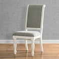 thumbnail image 4 of Miekor Furniture Belleza Antique White Solid Wood Upholstered Dining Chairs, Set of 2 4578, 4 of 10
