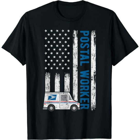USA Flag Patriotic Postal Worker Mailman Mail Lady Novelty T-Shirt