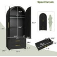 thumbnail image 3 of VEANERWOOD Arched Armoire Wardrobe Closet with 2 Drawers, Wooden Clothing Storage Cabinet with Hanging Rod & Metal Handle for Bedroom, 3 of 8