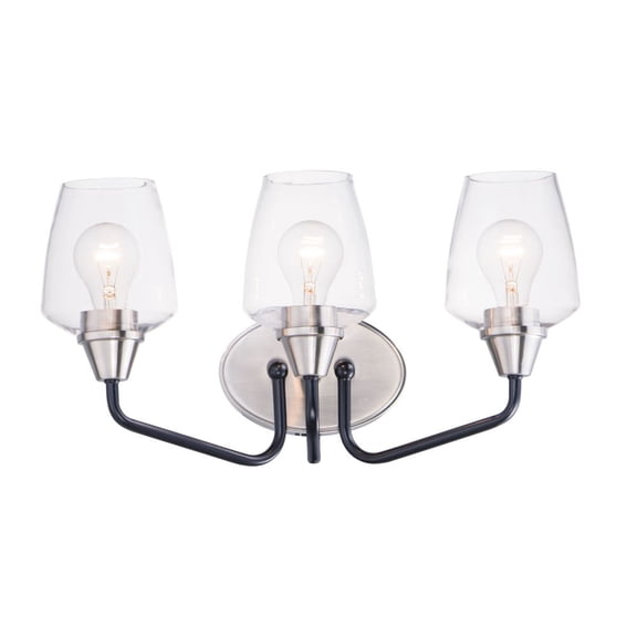 Maxim 26122CLBKSN 18 in. Goblet Three-Light Bath Vanity Wall Light, Black & Satin Nickel
