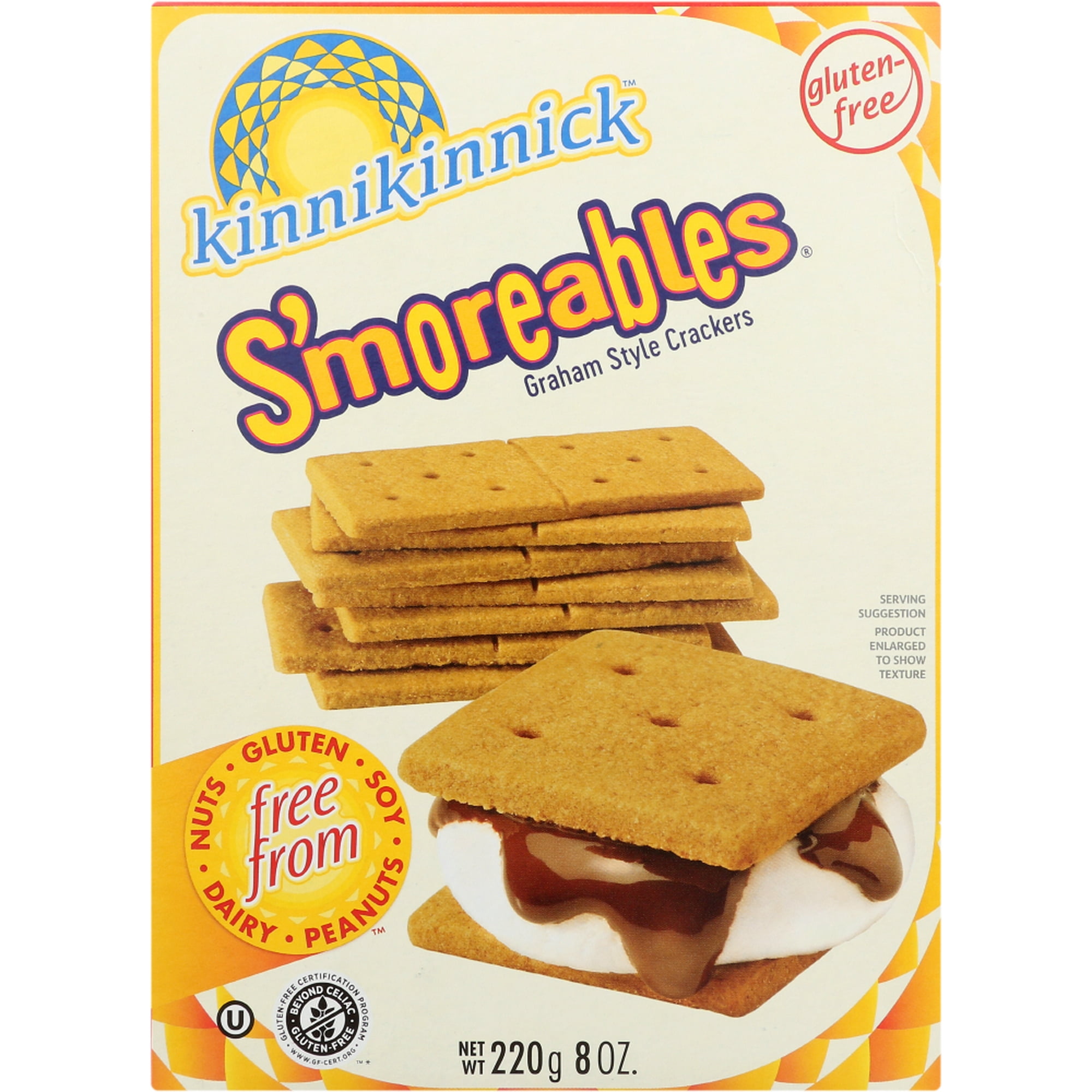(6 pack) Kinnikinnick Gluten-Free Smoreables Graham Style Crackers Gluten-Free Crackers Gluten-Free Vegan Kosher Peanut Free Nut Free Soy Free Dairy Free 8 oz