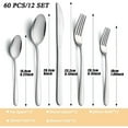 thumbnail image 2 of Bestdin Silverware Set, 60 Pieces Stainless Steel Flatware Set for 12, Include Fork Knife Spoon Set, Mirror Polished, Dishwasher Safe, Cutlery Set for Home Kitchen Restaurant, 2 of 7