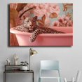 thumbnail image 4 of Leopard Pink Bathtub Floral Canvas Wall Art, Bathroom Animal Prints Painting for Bathroom Living Room Bedroom Decor, Framed Ready to Hang Ready to hang-18"L x 12"W, 4 of 10
