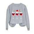 thumbnail image 5 of FDGIU Women's Christmas T-Shirt - Glitter Red Wine Glass Print, Oversized Long Sleeve Santa Hat Party Tee, Holiday Gift for Women, 5 of 6