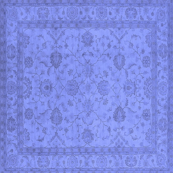 Ahgly Company Machine Washable Indoor Square Oriental Blue Traditional Area Rugs, 4' Square