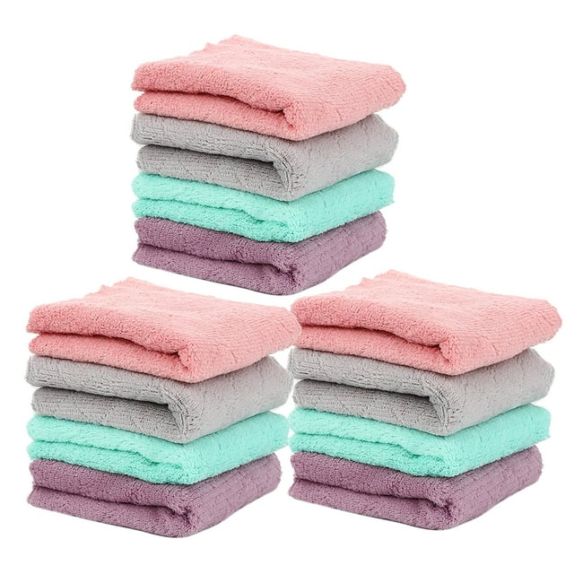 BINGLI 4pcs Absorbent Corals Dish Rag, Wipe Wiping, Towel Sink Cloth, Home Kitchen Clean Cleaning Supplies Reusable, Hygienic, Quick Drying Kitchen Washcloth