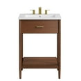 thumbnail image 5 of Sink Vanity Cabinet, Walnut White, Wood, Mid Century Hotel Bedroom Bathroom, Modern Contemporary HB36399, 5 of 9