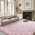 thumbnail image 1 of Alfombra Finrèc, rosa y esponjosa, 120 x 180 cm, para dormitorio y sala de estar, 1 of 8