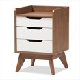 thumbnail image 1 of Baxton Studio Brighton-Noyer-Blanc-NS Brighton Table de Nuit de Rangement à 3 Tiroirs de Style Mi-Siècle Moderne Blanc et Bois de Noyer, 1 of 8