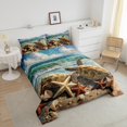 thumbnail image 3 of Sea Turtle Full Bedding Set,Sea Animal Ocean Life Comforter&nbsp;Set Bedroom Decor,Coastal Beach Theme Quilt Bed Set Starfish Seashell Bed Comforter&nbsp;Set 3Pcs, 3 of 6