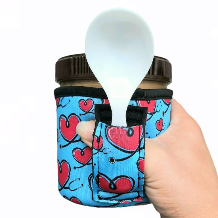 Lit Handlers Ice Cream Holder - Love A Nurse Design - Tear-Resistant &  Leak-Proof Insulated Pint Cooler with Handle & Spoon Pocket -  Machine-Washable Neoprene Gelato Sleeve with Stylish Designs 