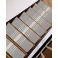 thumbnail image 3 of White Striped Stair Treads Non Slip for Steps Simple Brown Linen Texture Vintage 10 Pcs Reusable Adhesive Stair Runner Mats for Dogs Elders Carpet Treads Rugs for Staircase 8x30 In, 3 of 7